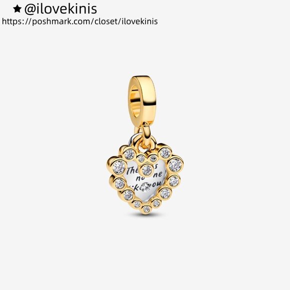 Pandora Sparkling Heart Double Dangle Charm - Picture 1 of 6